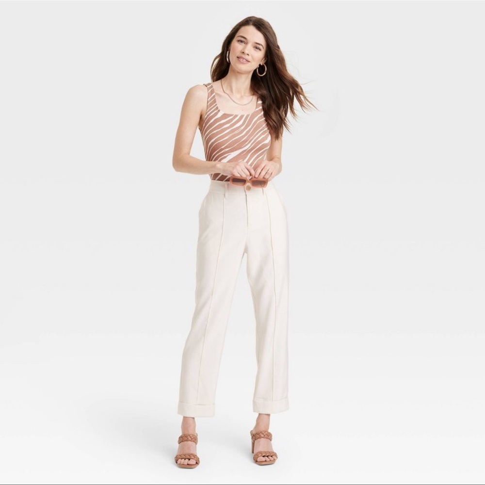 Women's High-Rise Slim Straight Leg Pintuck Ankle Pants | A New Day™ | 12